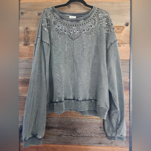NWT Pilcro Embellished Graphic Sweatshirt XL Gorgeous!!! SEE BELOW FOR CALL OUT - Picture 5 of 9